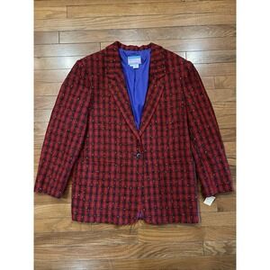 Vintage Santa Cruz Red Tweed Blazer Jacket Womens Size 5 Academia NWT Lazarus